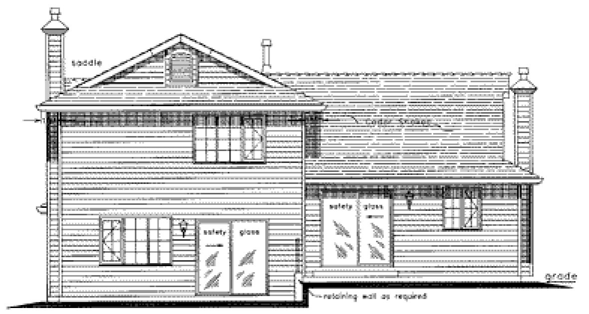 Rear Elevation for House Plan #132629