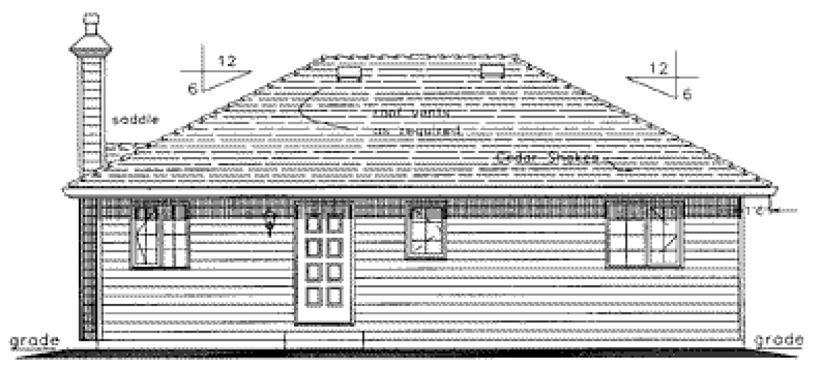 Rear Elevation for House Plan #133629