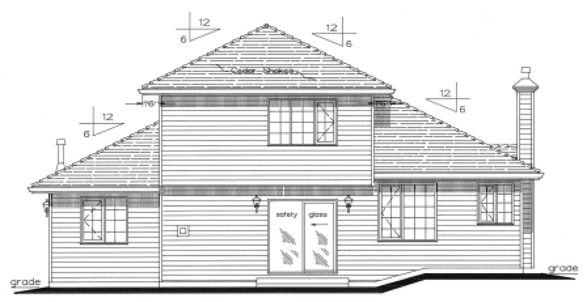 Rear Elevation for House Plan #138139