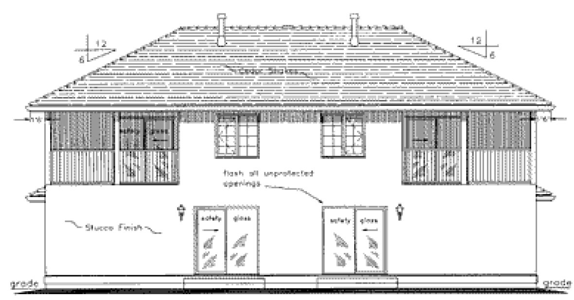 Rear Elevation for House Plan #130249