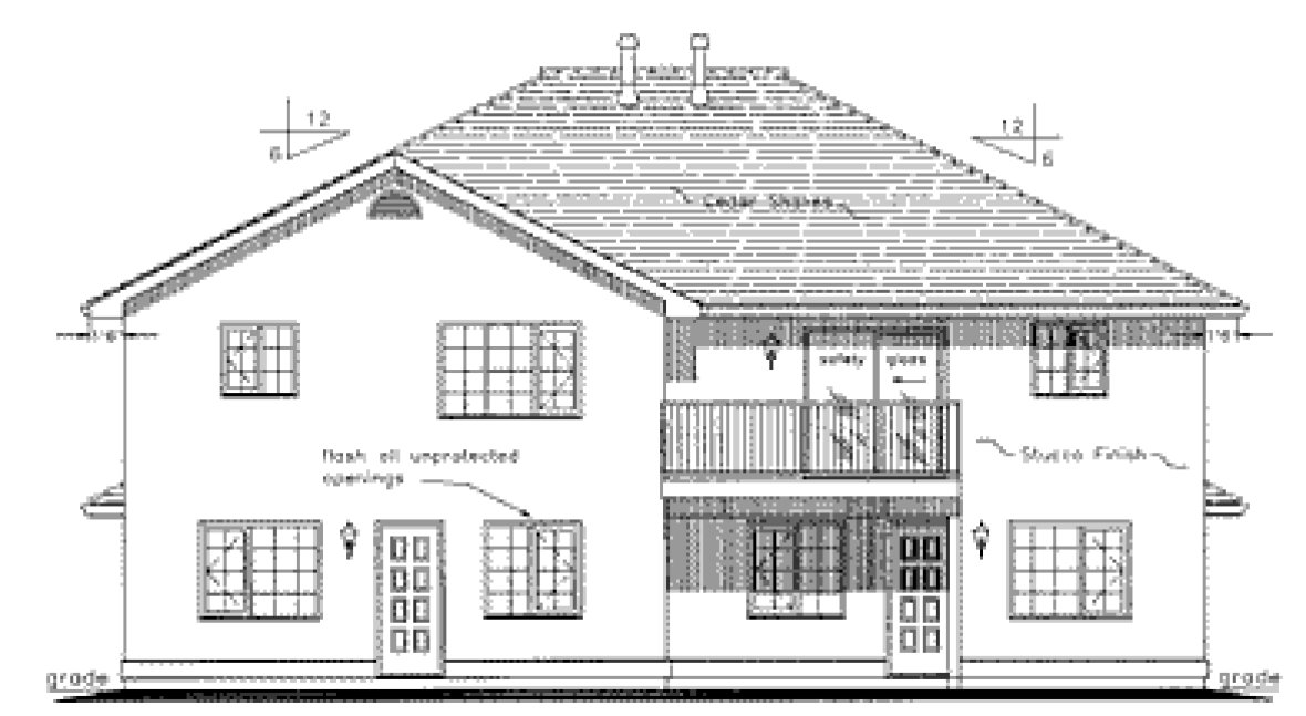Rear Elevation for House Plan #139249