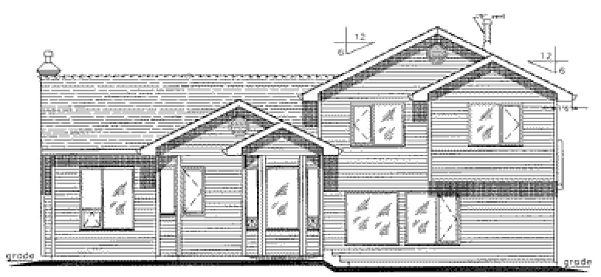 Rear Elevation for House Plan #135059