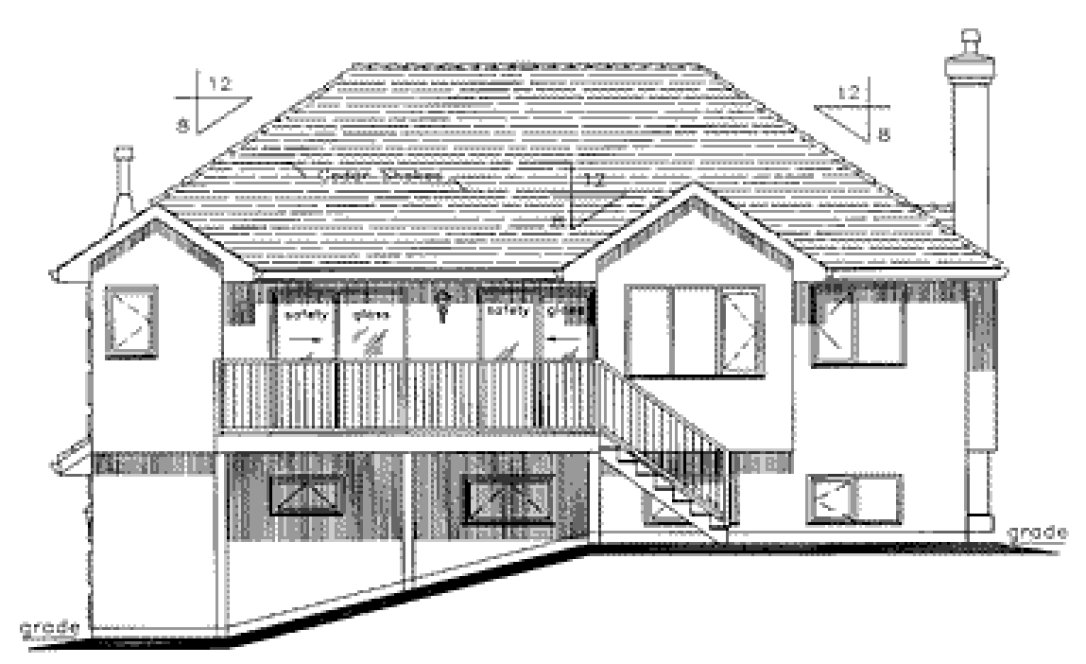 Rear Elevation for House Plan #139259