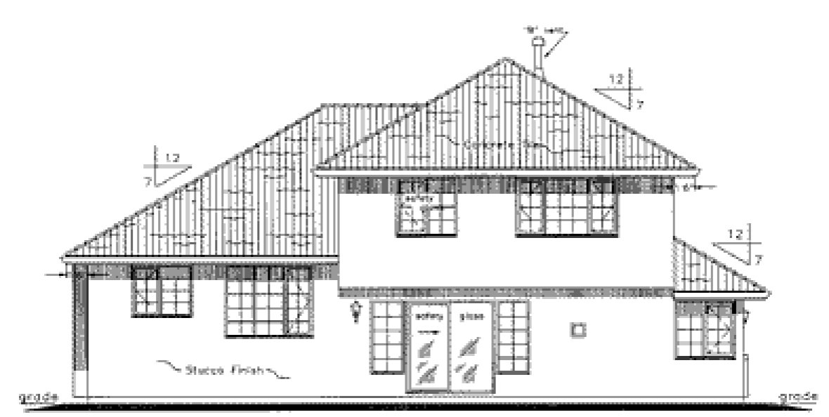 Rear Elevation for House Plan #130359
