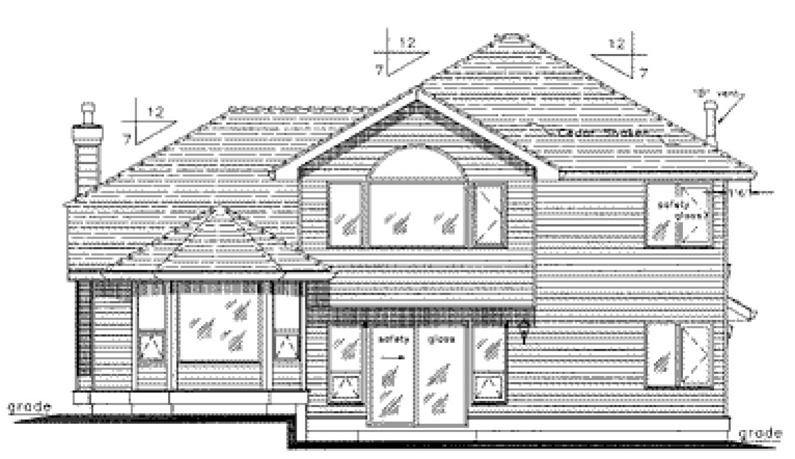 Rear Elevation for House Plan #137359