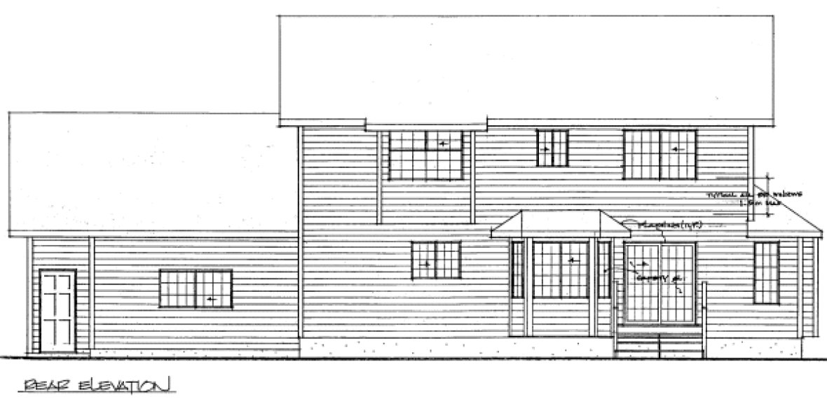 Rear Elevation for House Plan #202012