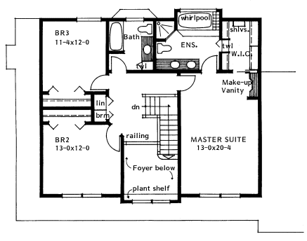 Second Floor Plan for House Plan #202012