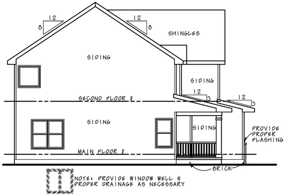 Left Elevation for House Plan #159442
