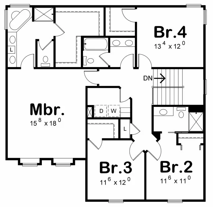 Second Floor Plan for House Plan #159442