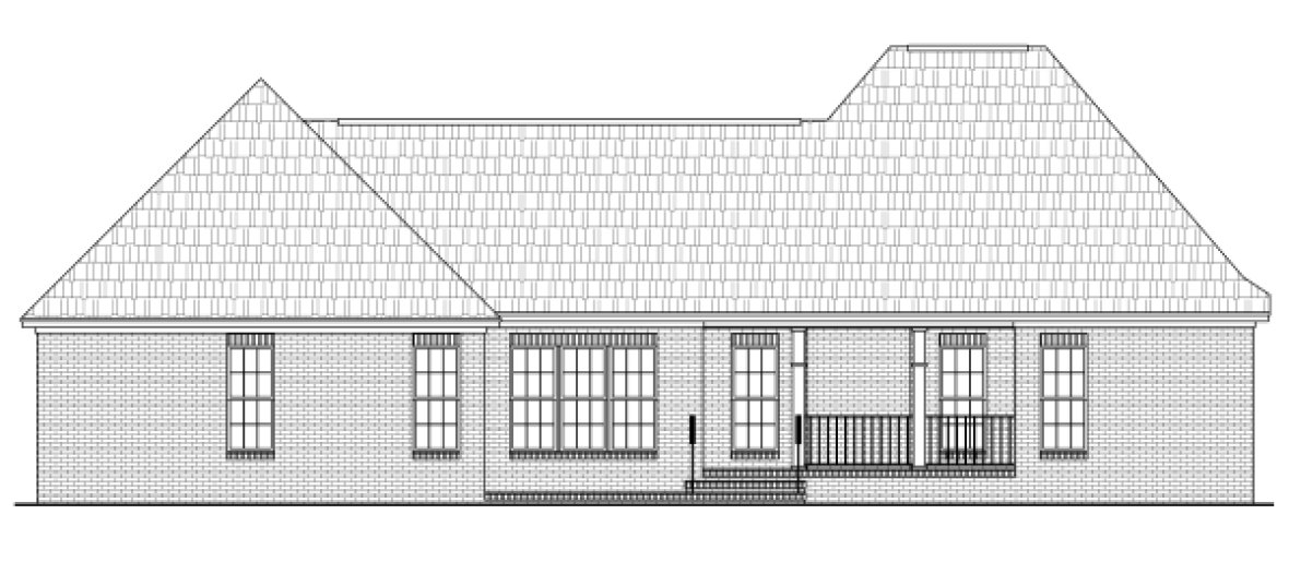 Rear Elevation for House Plan #210602