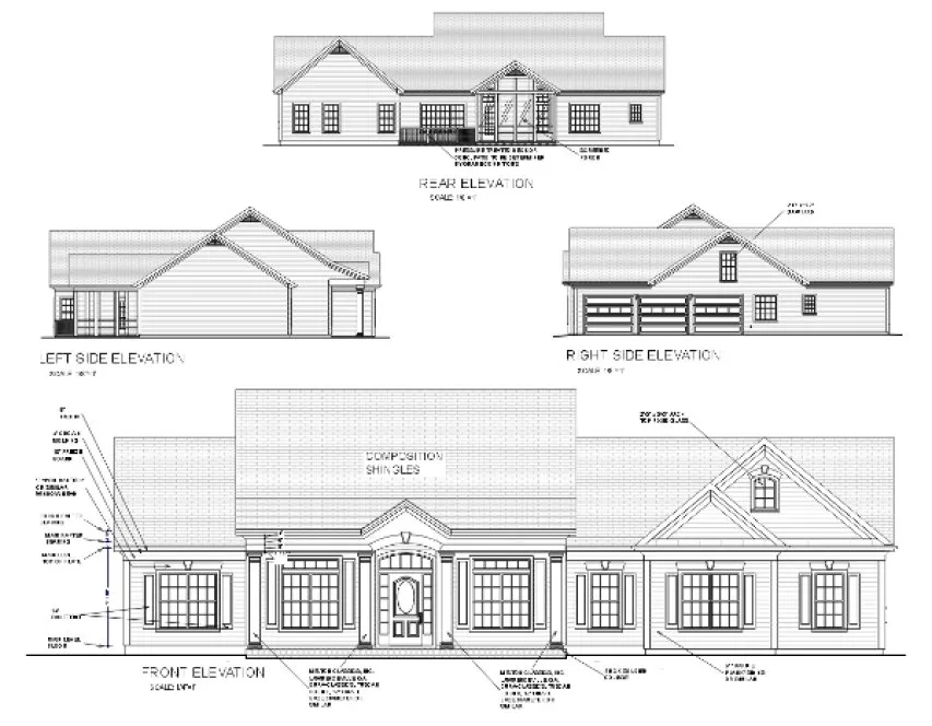 Rear Elevation for House Plan #270202