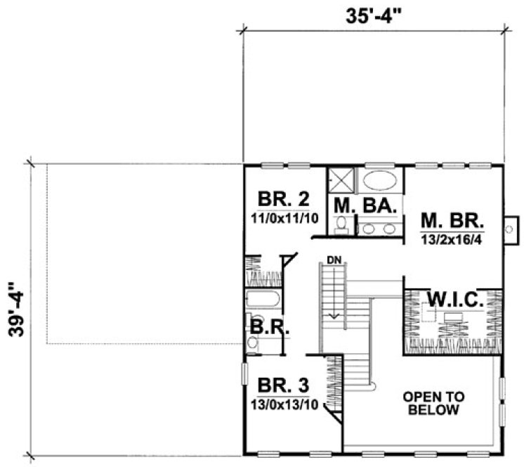 Second Floor Plan for House Plan #293001