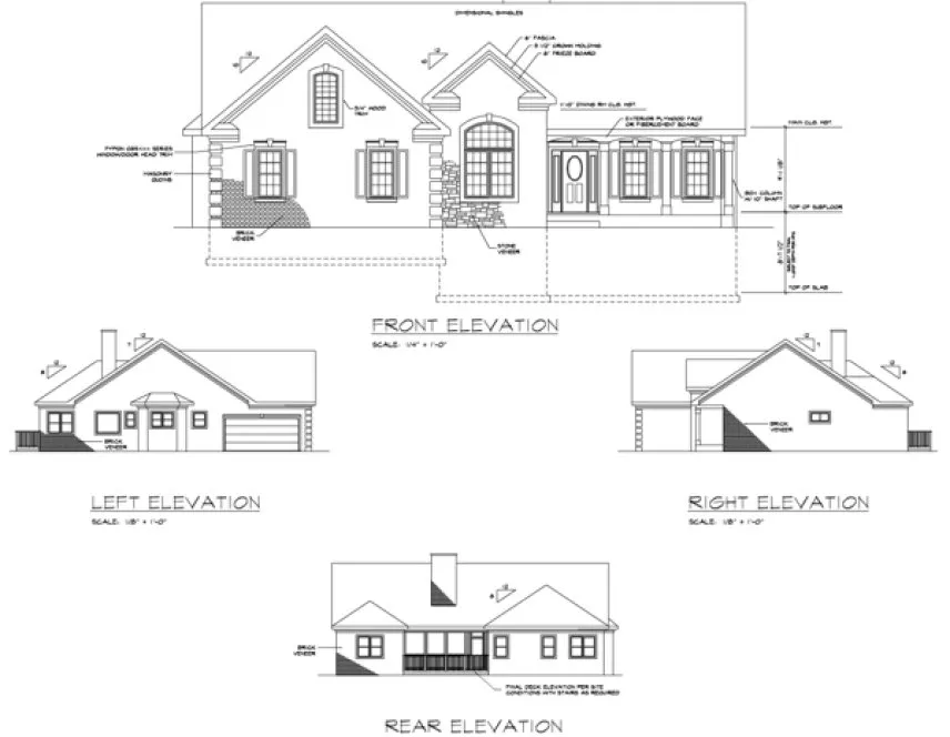 Rear Elevation for House Plan #275181