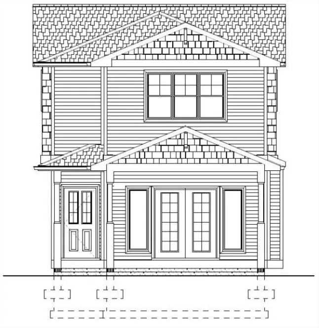 Rear Elevation for House Plan #195165