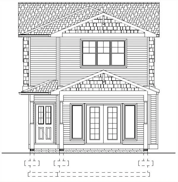 Rear Elevation for House Plan #195165