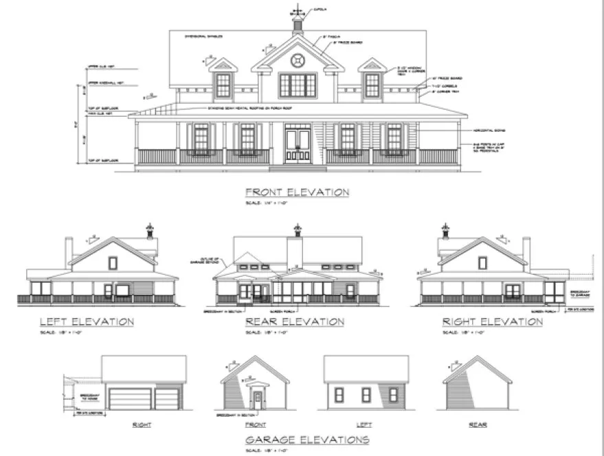 Rear Elevation for House Plan #271202