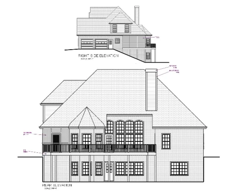 Rear Elevation for House Plan #271222