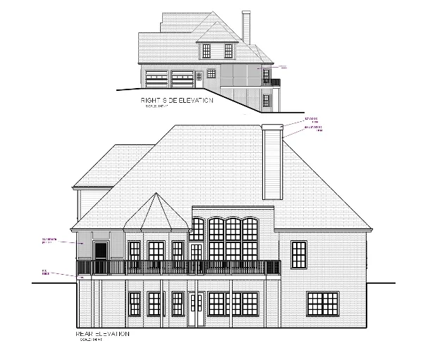 Rear Elevation for House Plan #271222