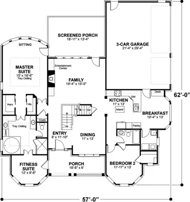 Main Floor Plan for House Plan #273222