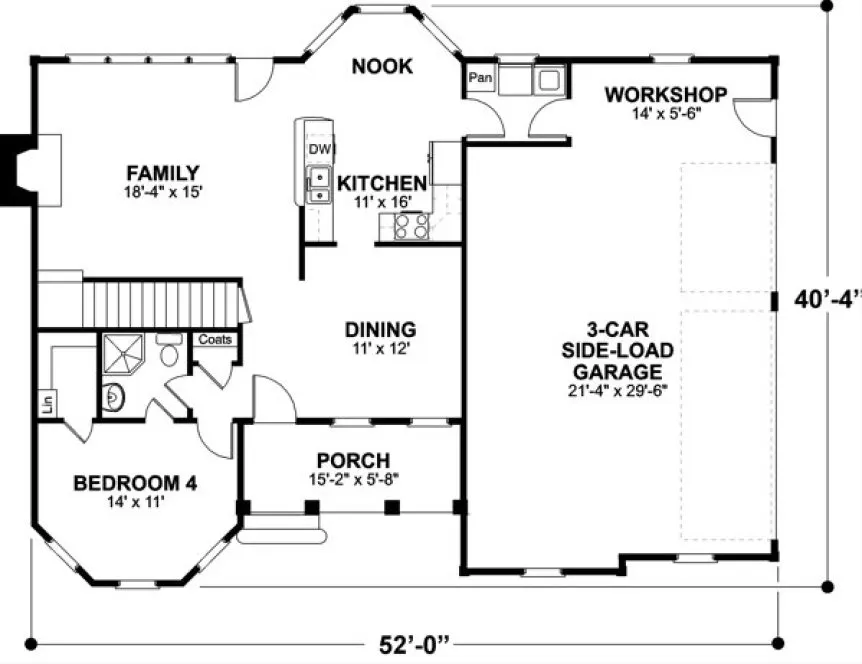 Main Floor Plan for House Plan #276181