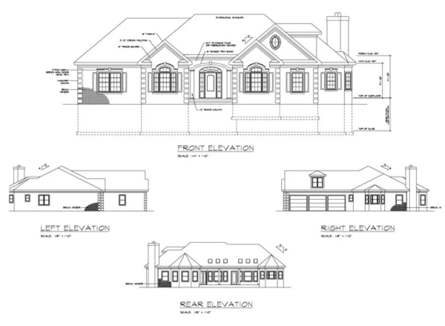 Rear Elevation for House Plan #277142