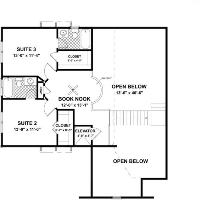 Second Floor Plan for House Plan #275222
