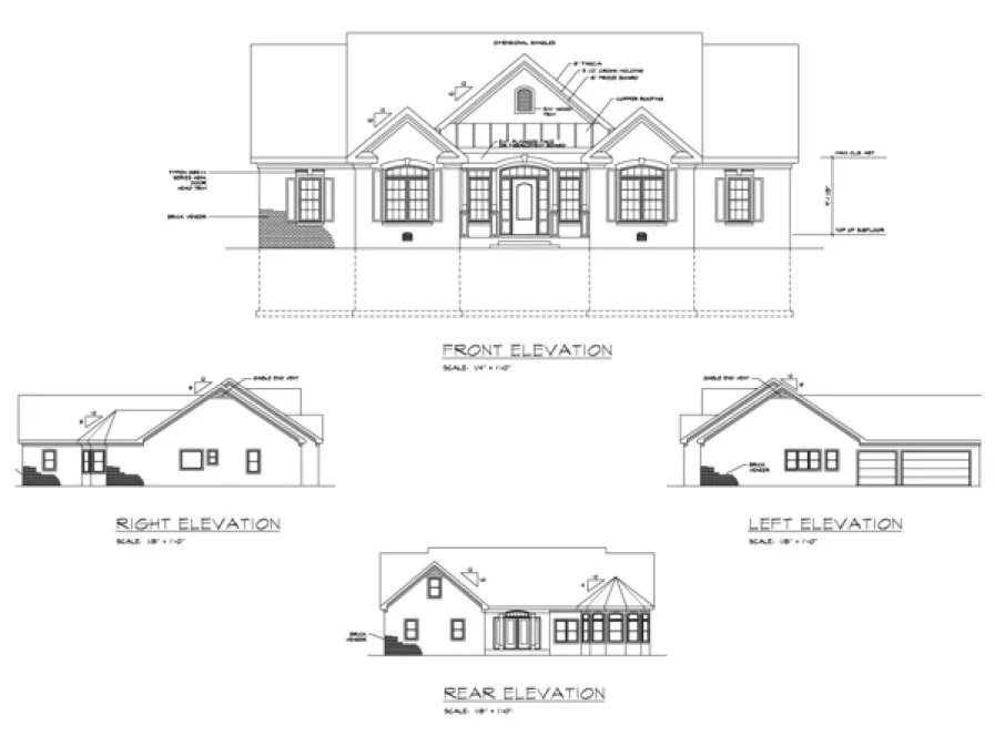 Rear Elevation for House Plan #270212