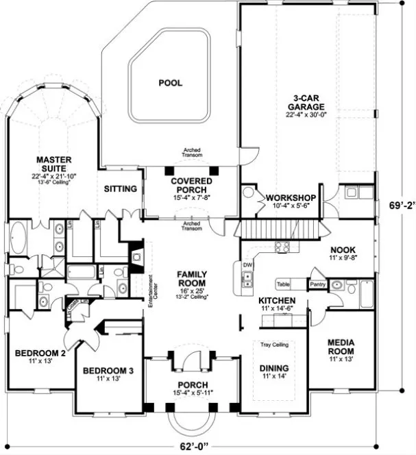 Main Floor Plan for House Plan #270212