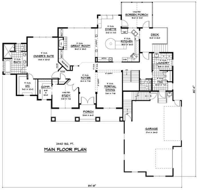 Main Floor Plan for House Plan #285024