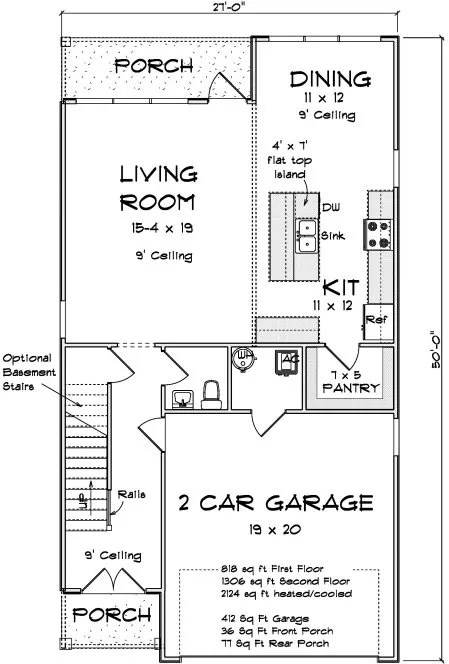 Main Floor Plan for House Plan #244212