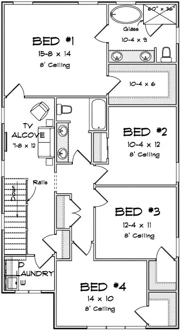 Second Floor Plan for House Plan #244212