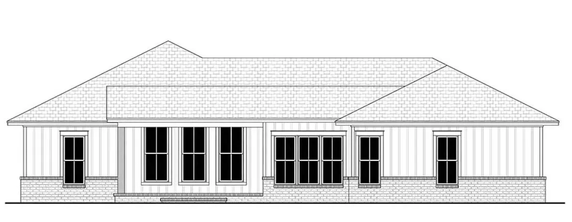 Rear Elevation for House Plan #303881