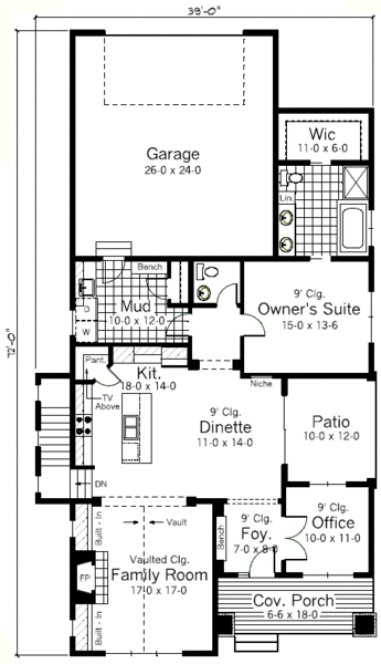 Main Floor Plan for House Plan #282051