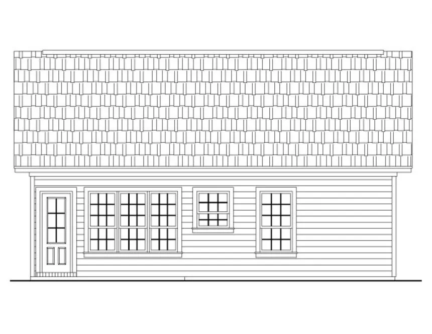 Rear Elevation for House Plan #210001