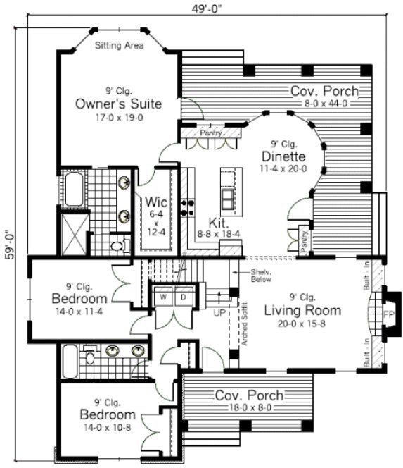 Main Floor Plan for House Plan #289081