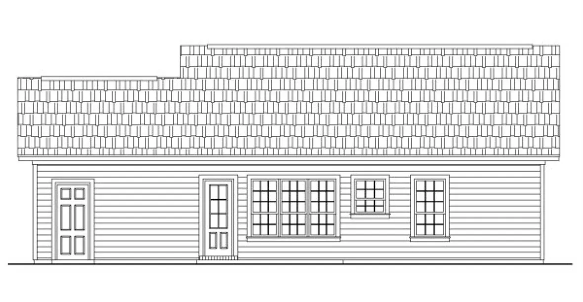 Rear Elevation for House Plan #211001