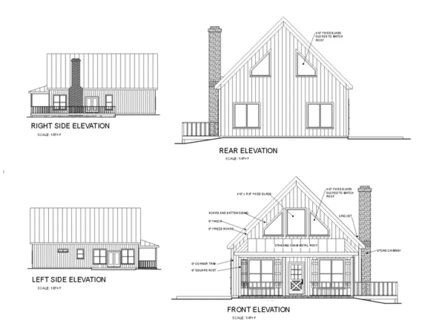 Rear Elevation for House Plan #273161