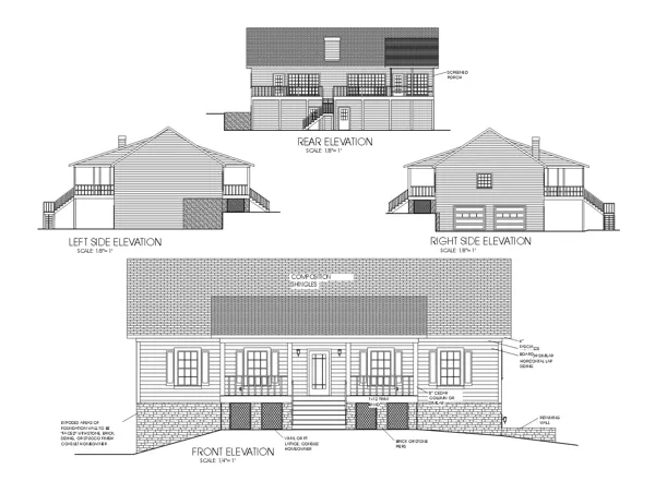 Rear Elevation for House Plan #275171