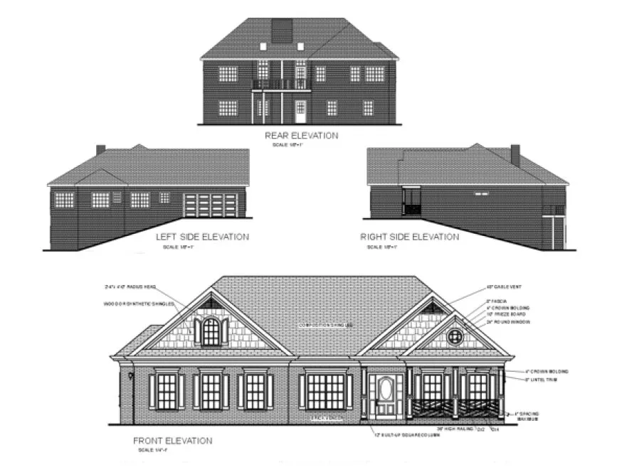 Rear Elevation for House Plan #277171