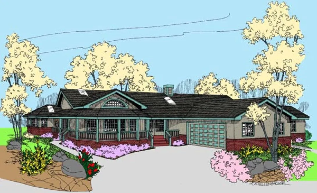 Full Rendering for House Plan #162110