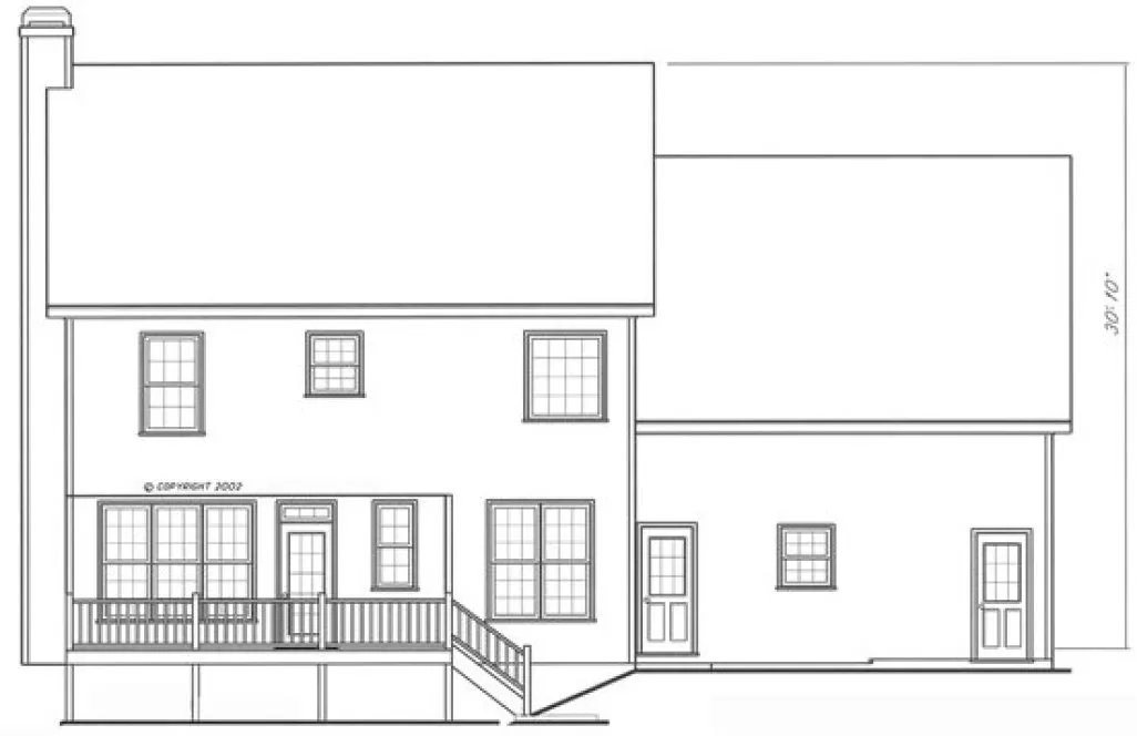 Rear Elevation for House Plan #125732