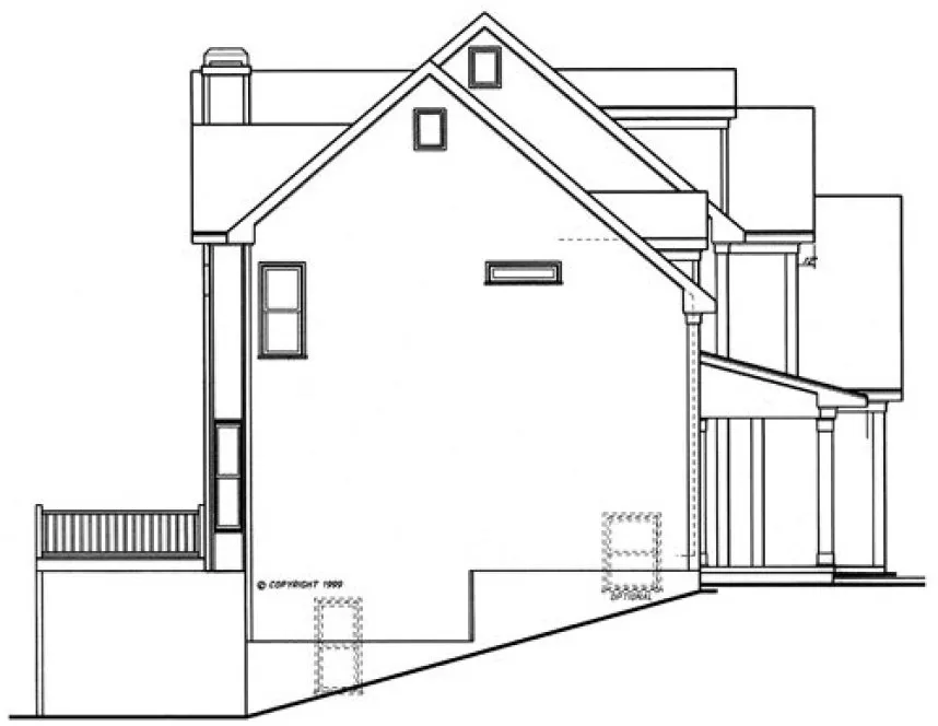 Left Elevation for House Plan #123842