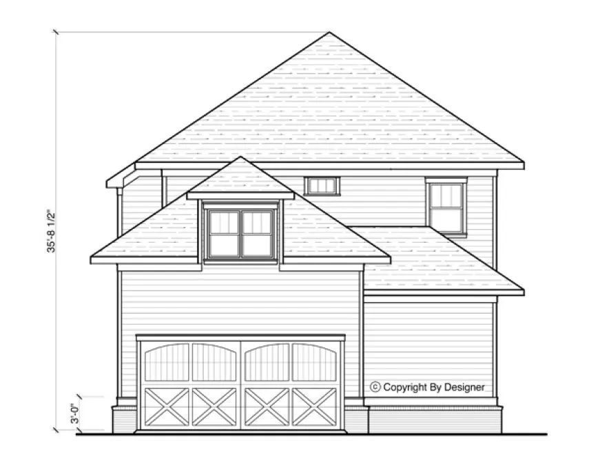 Rear Elevation for House Plan #121352