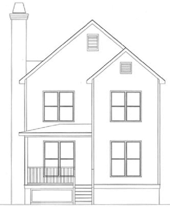 Rear Elevation for House Plan #250074