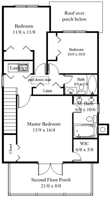 Second Floor Plan for House Plan #250074