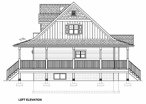 Left Elevation for House Plan #195018