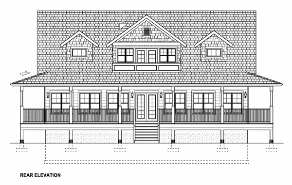 Rear Elevation for House Plan #195018