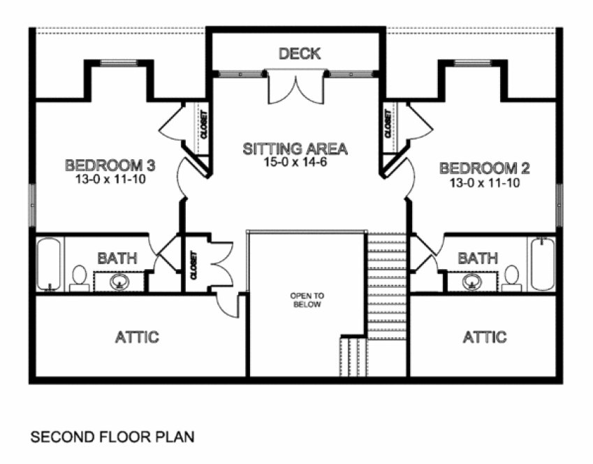 Second Floor Plan for House Plan #195018