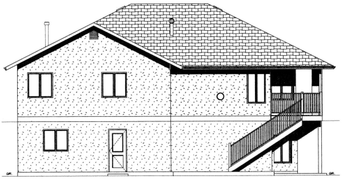 Rear Elevation for House Plan #201053