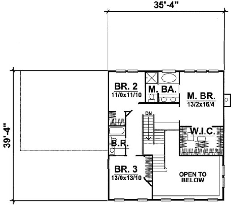 Second Floor Plan for House Plan #294001